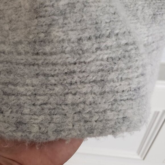 CLUB MONACO Matalin Alpaca Wool Wide Scoop Neck Grey Chunky Sweater Tunic Medium - Picture 10 of 14